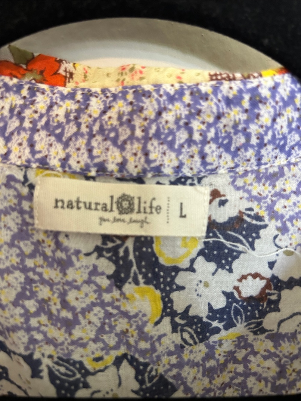 Natural Life Patchwork Floral Tie-Front Top - Blue, Cream, Yellow - Picture 2 of 5